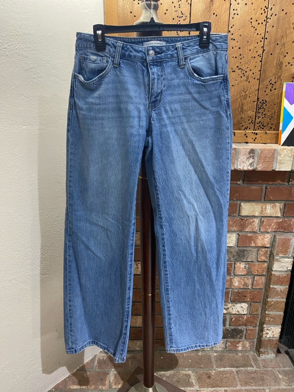Flying Monkey Womens Light Blue Straight Jeans